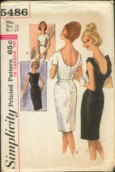 5486 1964 SS / SLEEVELESS SLIM DRESS, BELT PATTERN 14 34'' B